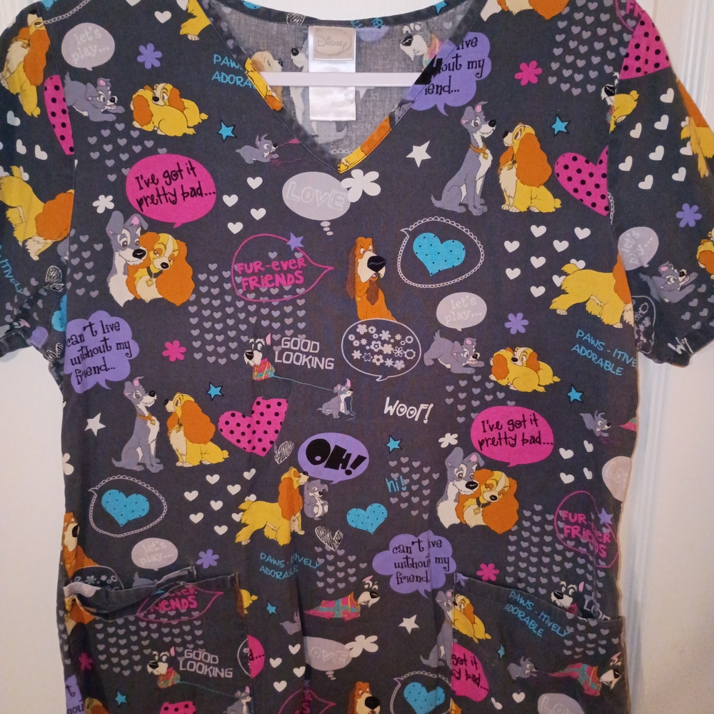 Disney Lady And The Tramp Scrub Top